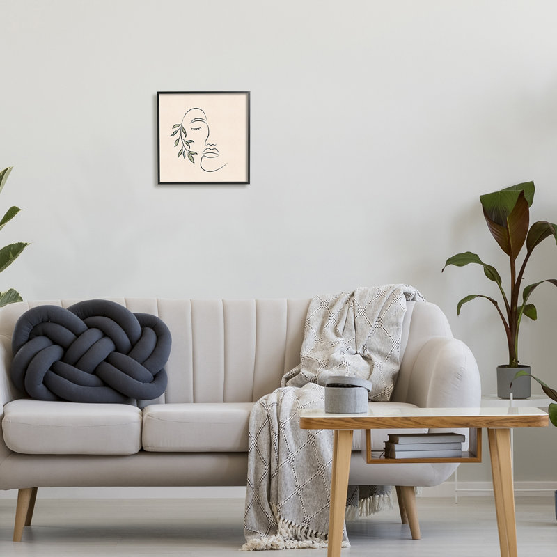 Femme avec une ligne abstraite Doodle, Giclée encadrée noir minuit, H 12 po x l 12 po x P 1,5 po