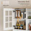 Cuisine blanche avec armoire, grand comptoir autoportant de 72 po, tablettes réglables, portes vitrées pour garde-manger autoportant blanc
