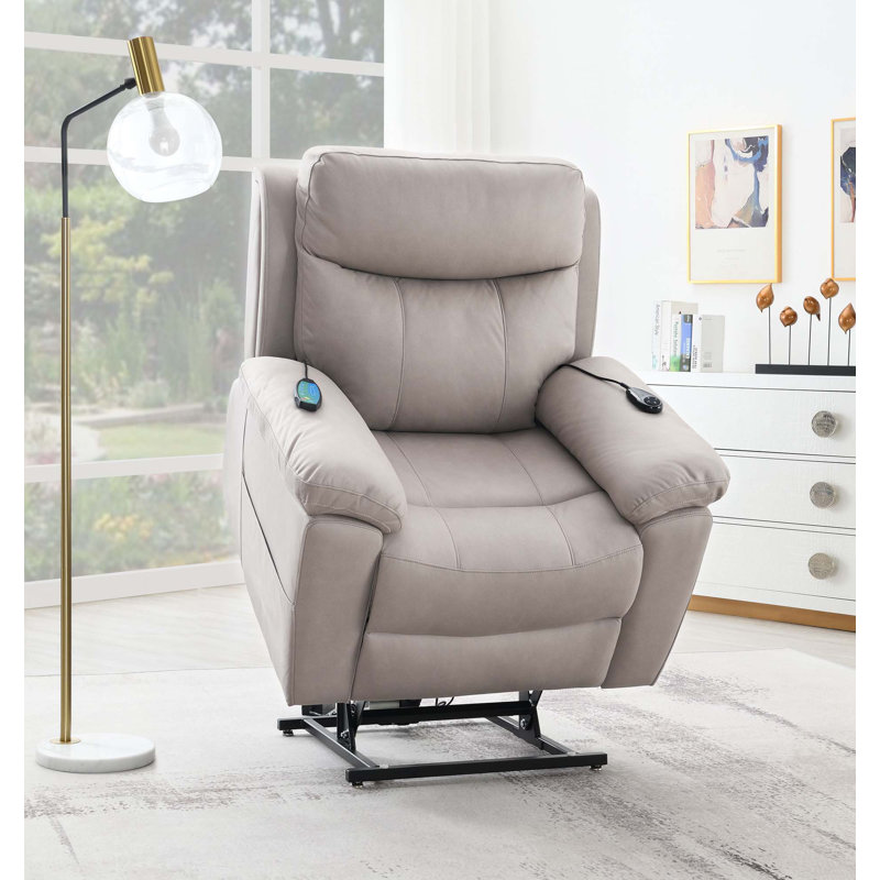 Fauteuil inclinable électrique poli en microfibre, Gris clair