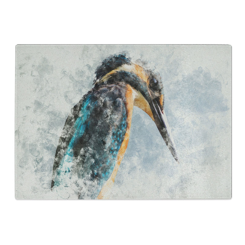 Kingfisher Bird Vol.1 Watercolour Chopping Board, 0.4cm H x 28.5cm W x 39cm L