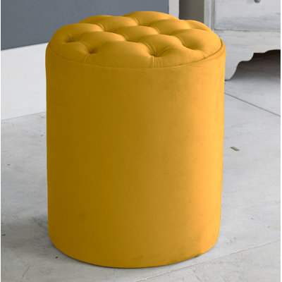 Henthorn 28cm Wide Velvet Tufted Round Solid Colour Pouffe Ottoman