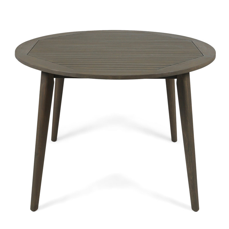 Table de salle à manger en bois de 48,04 po de style gris avec finition grise pour un espace de vie extérieur, Gris