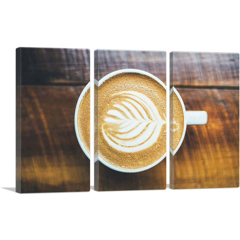 Espresso Coffee Cup Coffee Shop Decor - ensemble de 3 reproductions de photos sur toiles tendues, H 40 po x l 60 po x 1,5 po
