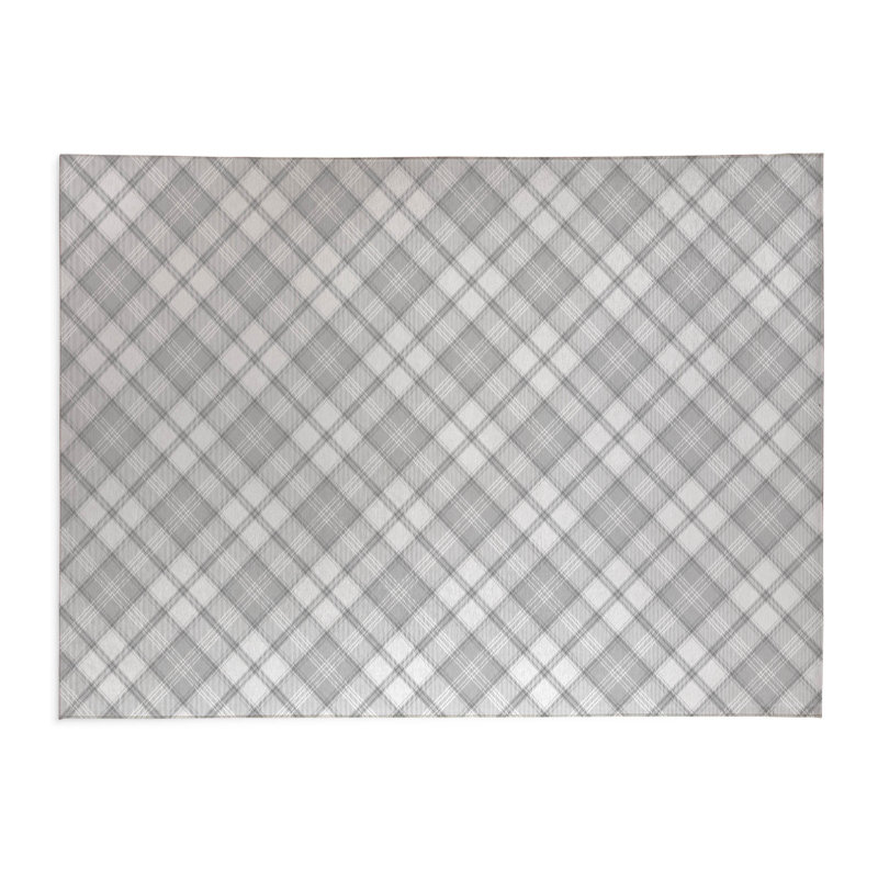 Diamond Plaid Blue Indoor Doormat, Grey, 24" W x 36" L