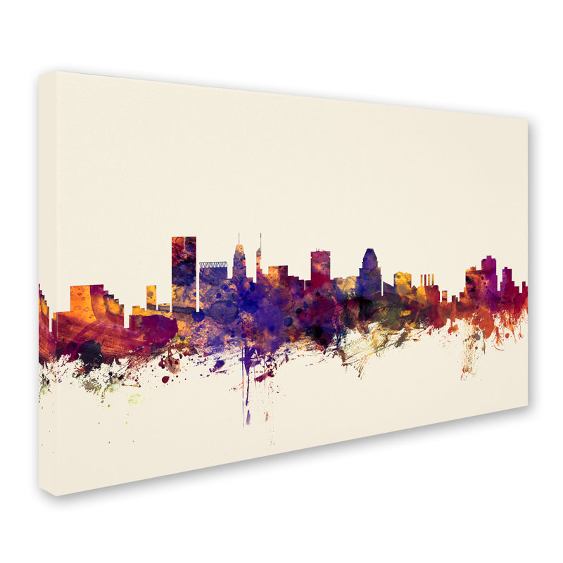 « baltimore maryland horizon », impression sur toile tendue, H 12 po x l 19 po x P 2 po