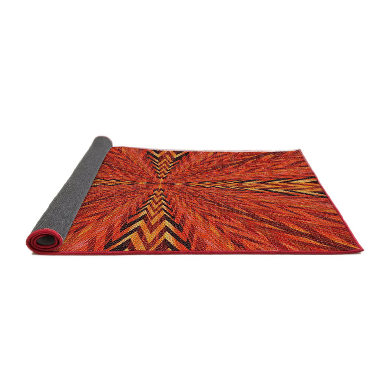 Tapis de zone orange à motif, Rond 8 pi