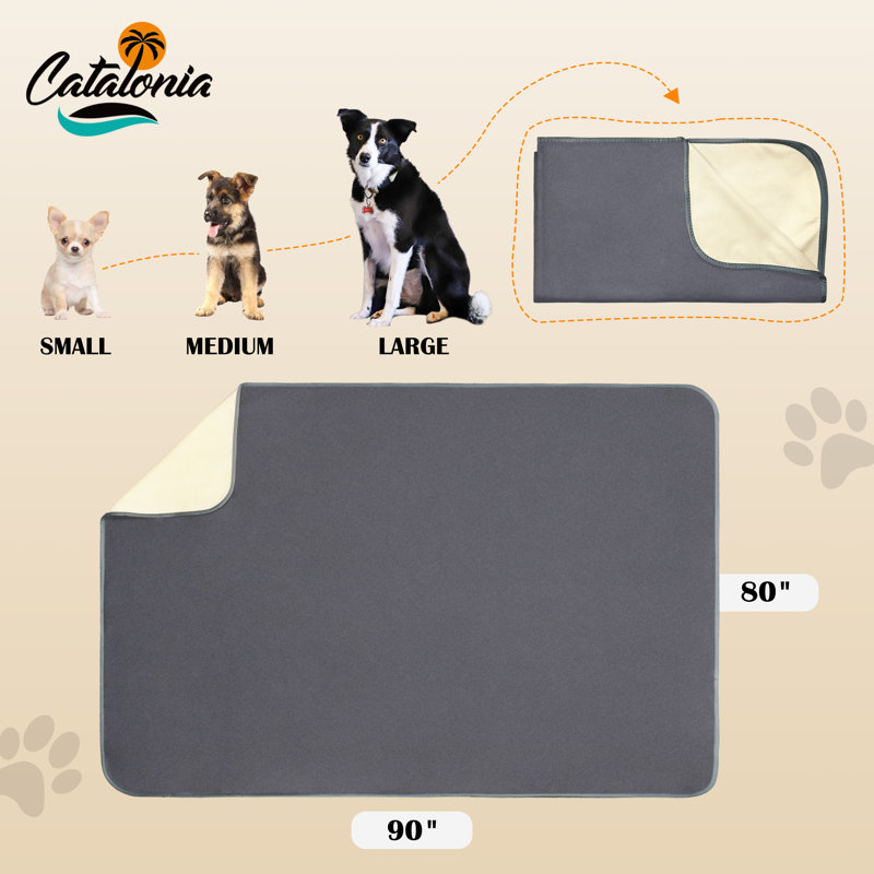 Couverture imperméable Catalonia, L 80 po x L 90 po, Gris / Taupe