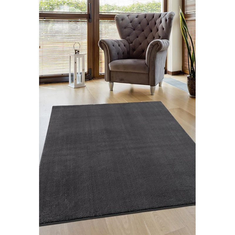 Tapis en jute de couleur unie gris anthracite Gallatin, Rectangle 3 pi 11 po x 5 pi 11 po