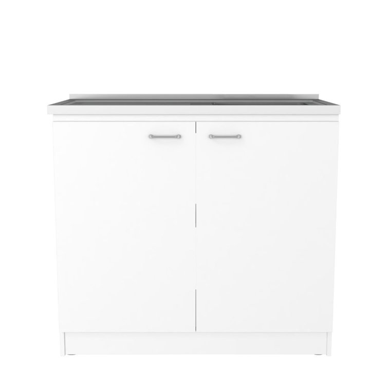 Wade Logan Houchin Kitchen Island with Granite Top with Locking Wheels Base Finish: White Wayfair 36H X 30W X 17D