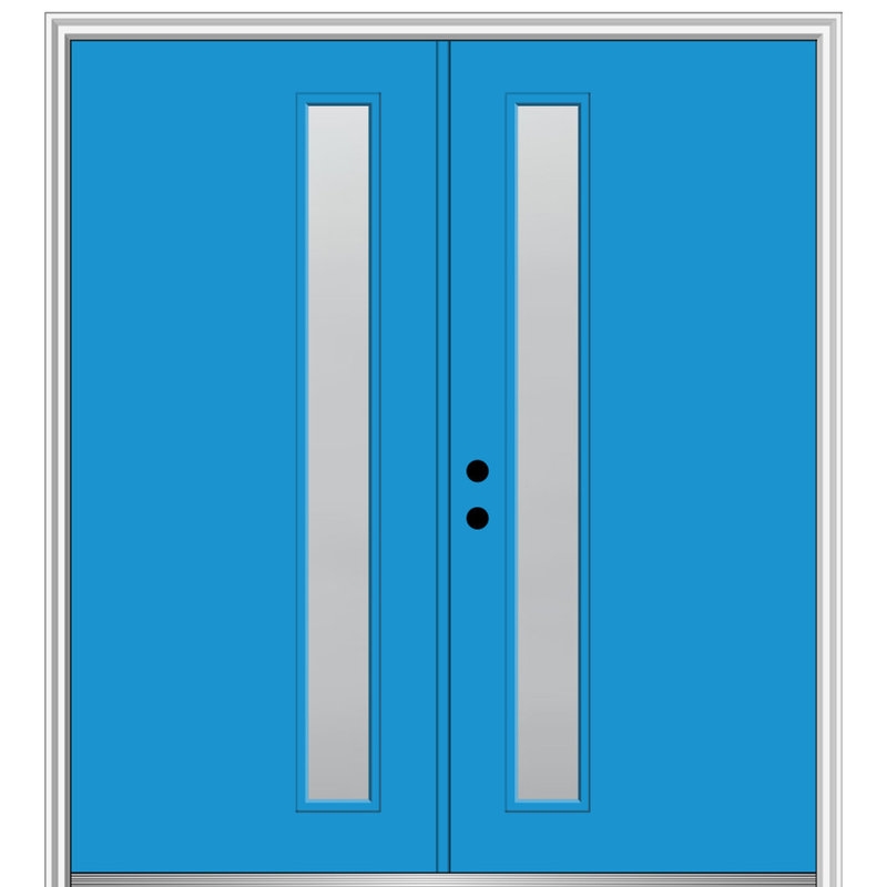 Extérieur double 72 po X 80 po Fibre de verre lisse 1 lumière Lite Strike Side Paint des deux côtés du même éclair jaune à droite Cadre composite apprêté