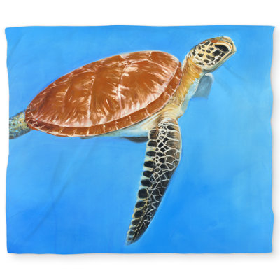 Green aquatic turtle duvet cover - Animals Blue home decor