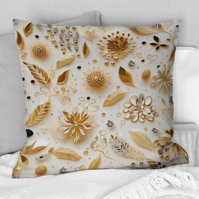 White And Gold Glam Marble Pattern - Marble Polyester Throw Pillow