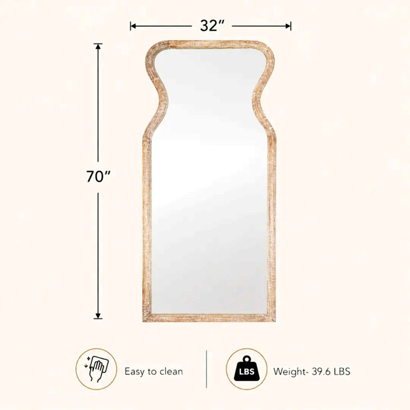 Decorative Full Length Wall Mirror With Mango Wood Frame 70"