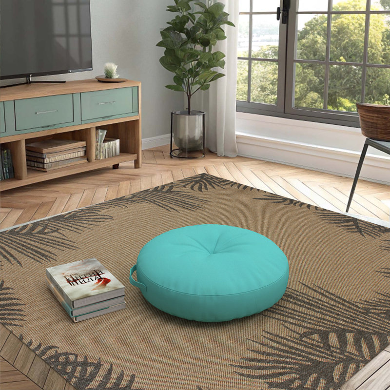 Housse de coussin circulaire avec insert Sunbrella, Toile aruba, Circulaire 22 po