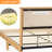Natural Rattan Full Bed Frame with LED Headboard and Wood Legs, No Box Spring Needed-1515275079