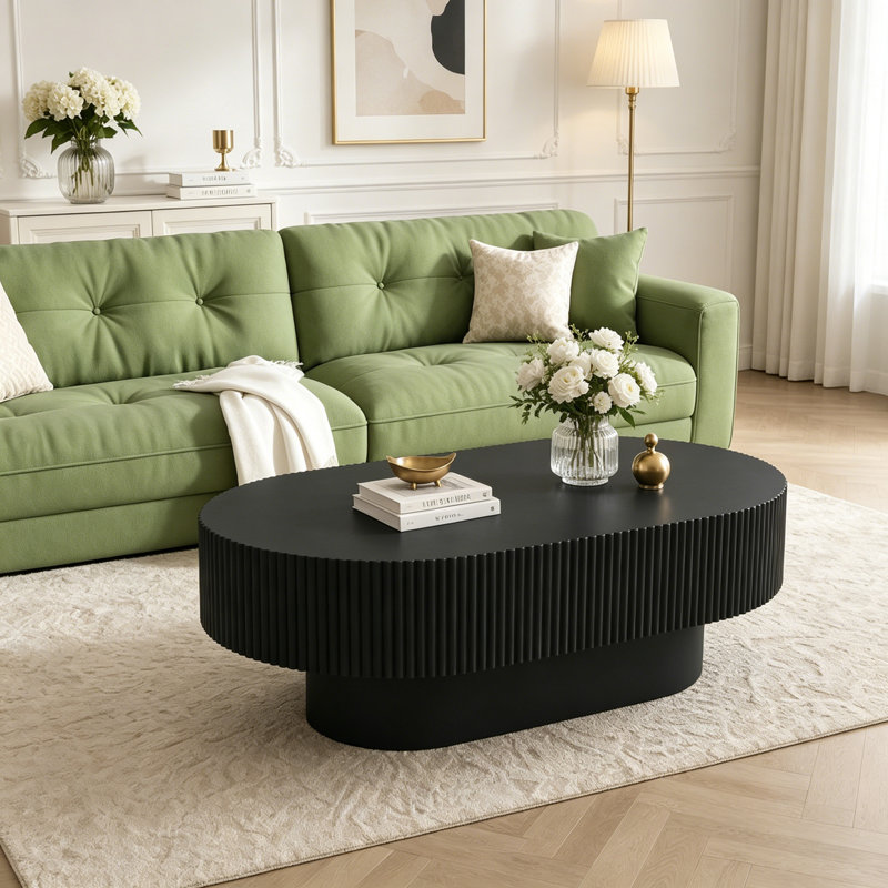 Table basse ovale élégante de 43,3 po, Black