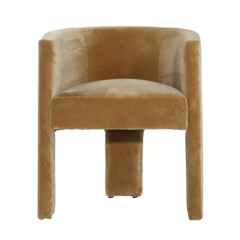 Olimpia Polyester Velvet Upholstered Dining Chair, Camel