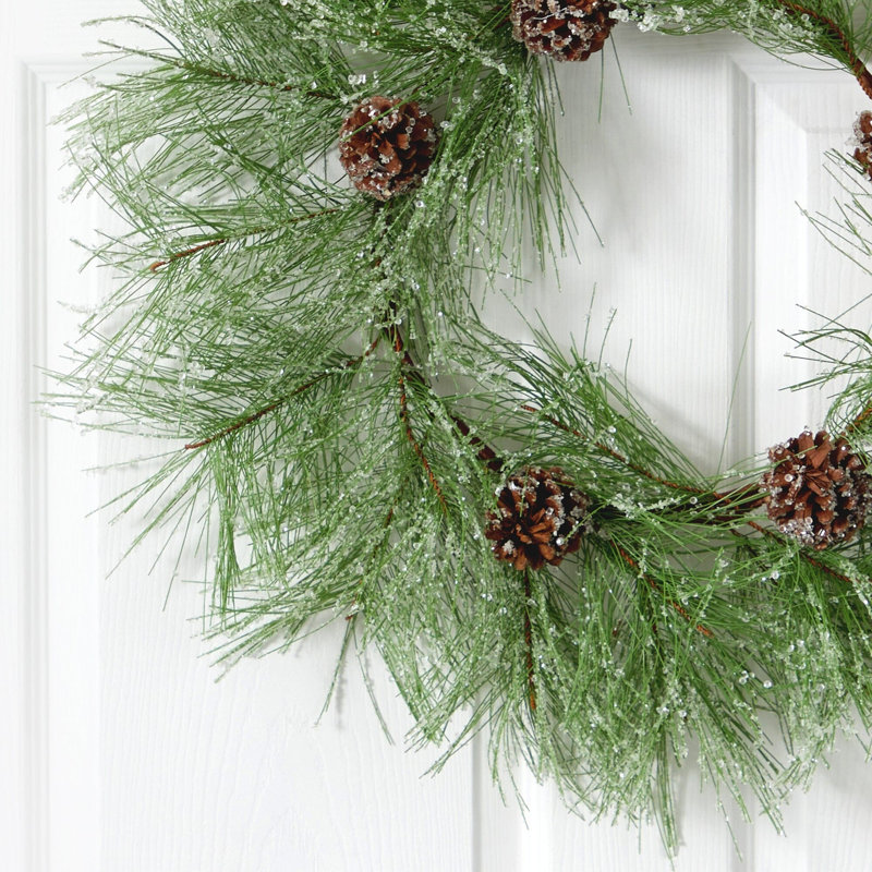 Iced Pine Artificial Wreath with Pine Cones