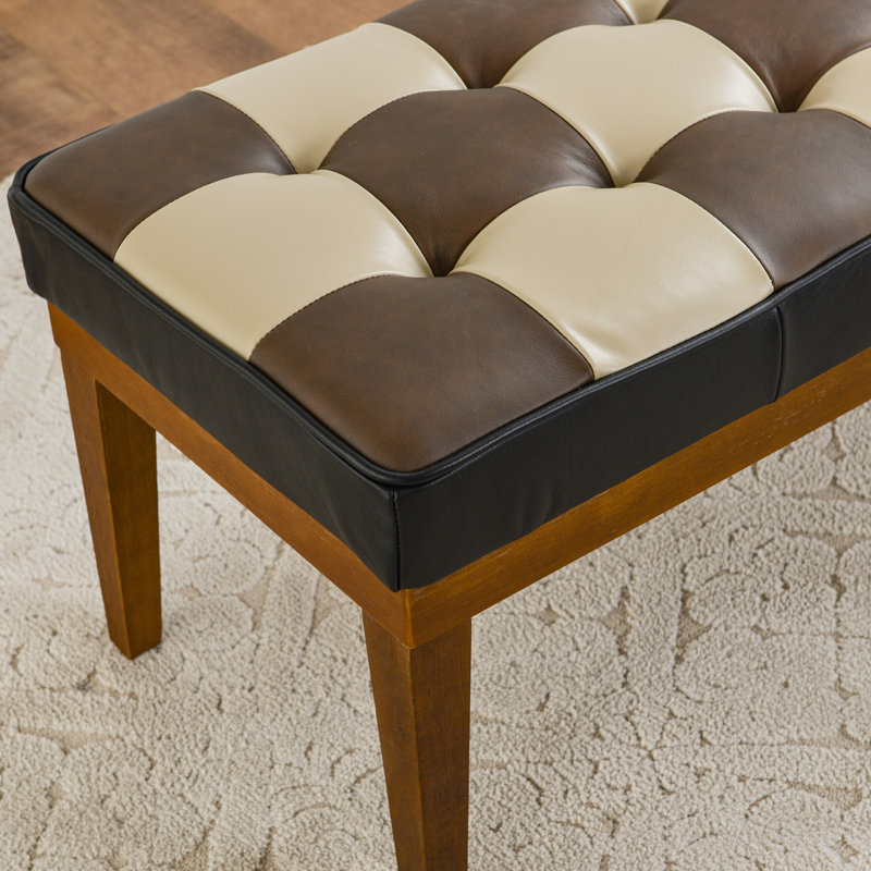 Banc de chambre rembourré en cuir véritable de 47 po de largeur