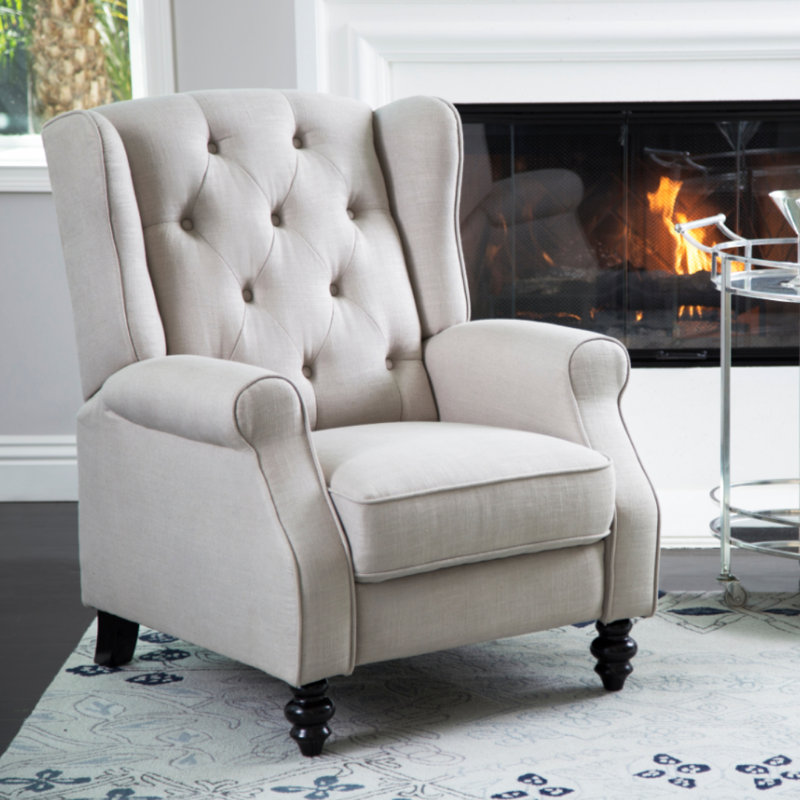 Fauteuil inclinable manuel Chih, 100 % polyester gris clair