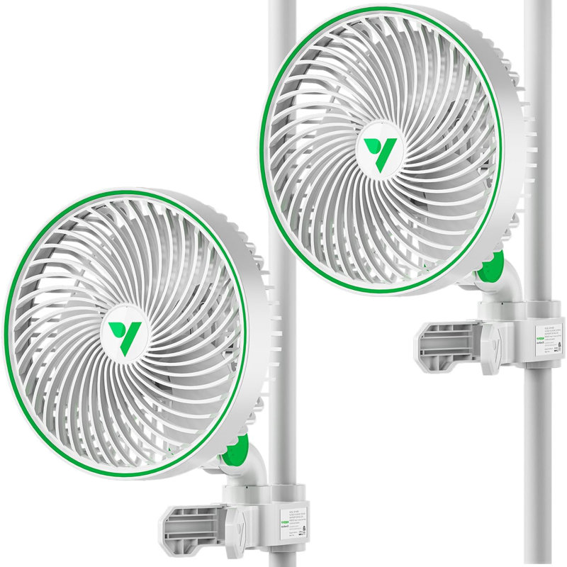 Ventilateur à pince oscillante 10 po VIVOSUN, Blanc / vert