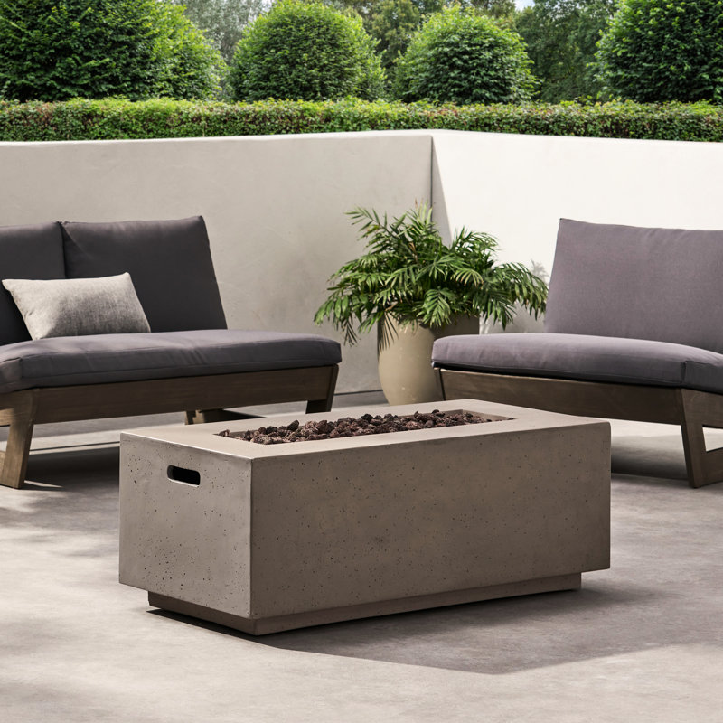 Système de chauffage d'extérieur au four en béton, 40 po x 19 po x 15 po, 40 000 po, gris foncé, moderne, léger, feu gris sans assemblage