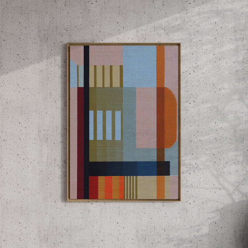 Woven Perspectives No. 01: impression géométrique abstraite, Natural-Oak, 12x16 in
