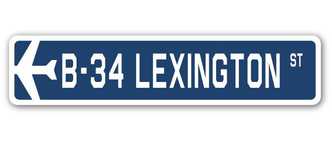 Plaque de rue en aluminium antionette B-34 Lexington Air Force, H 4 po x l 18 po x P 1 po