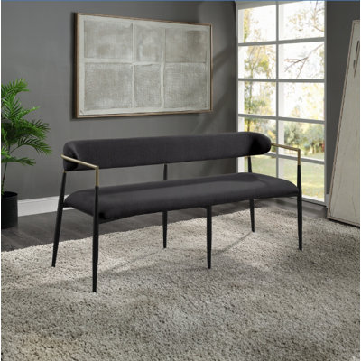 Vaughn Chenille Upholstered Bench with Metal Frame