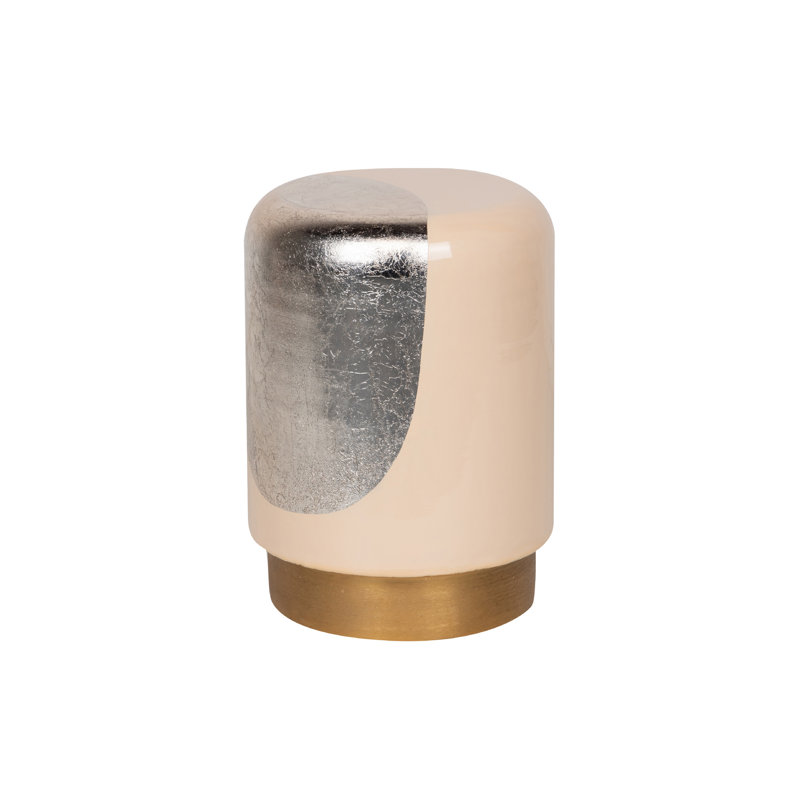 Brass Accent Stool, Pink/Gold
