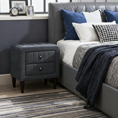 Brushed Linen Nightstand With 2 Drawers | Soft & Stylish Storage