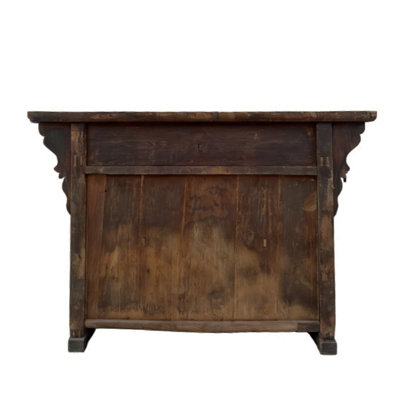 Carved Elm Dual-Drawer Cabinet