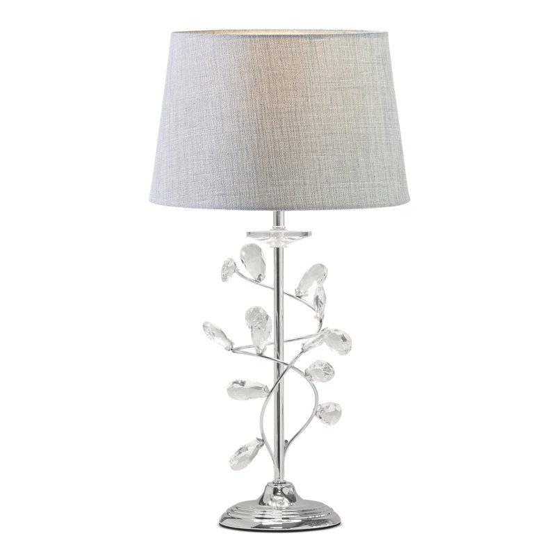 Waukon 59cm Crystal Glass Leaf Chrome Table lamp, Grey