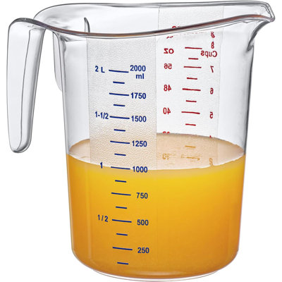 Melissa Unbreakable Plastic Measuring Pitchers 1 Pack Food Grade Measuring Jugs 8 Cup Capacity 2 Quart Stackable And Dishwasher Safe Great For Oil Vinegar Flour More