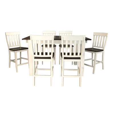 Ajala 7-piece Counter Height Extendable Solid Wood Dining Set