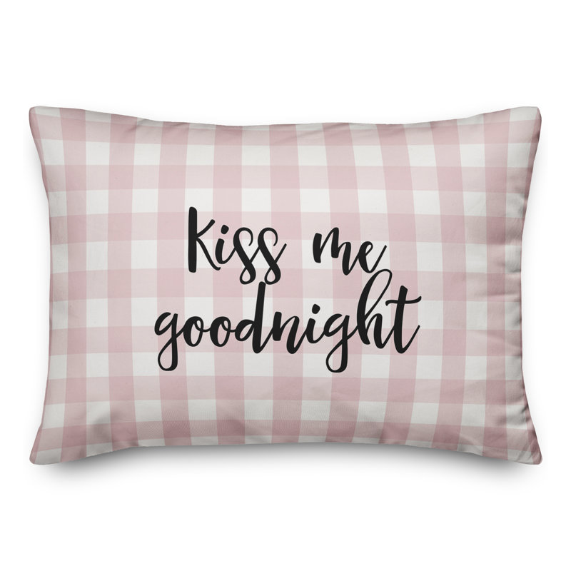  Coussin Kiss Me, Goodnight, Noir / Rose