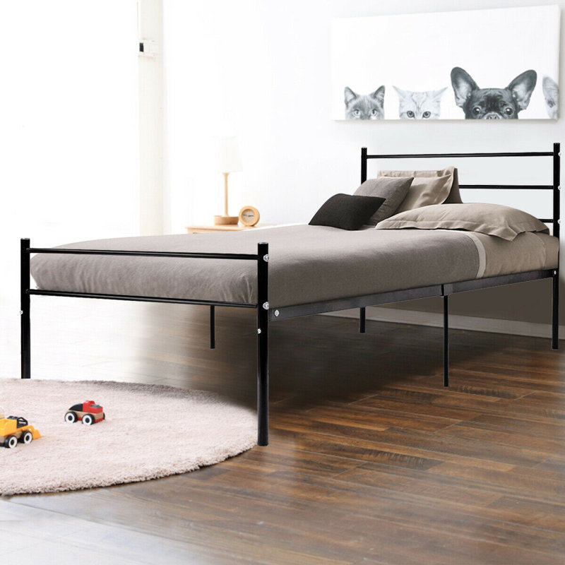 Fergus Metal Open-Frame Bed, Silver
