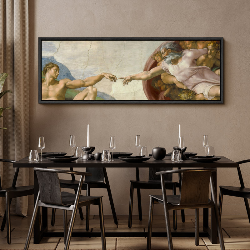 La création d'Adam par Michel-Ange, art moderne, H 20 po x l 60 po, Noir, noir, noir, noir