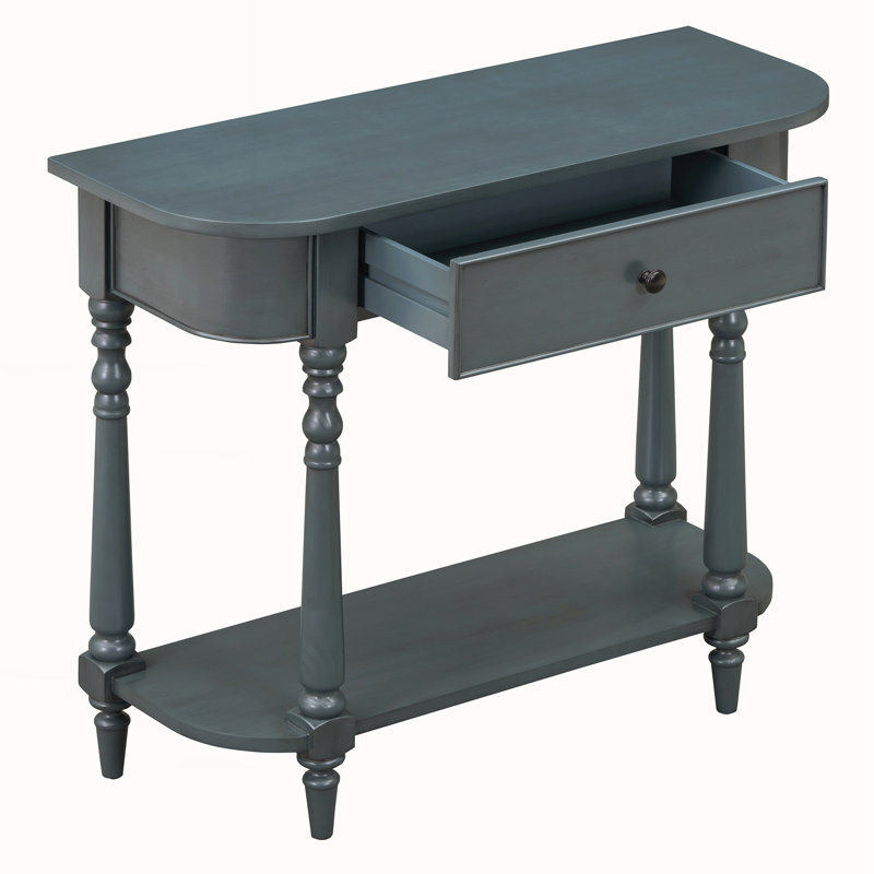 Narrow Console Table with Curved Corner, Navy