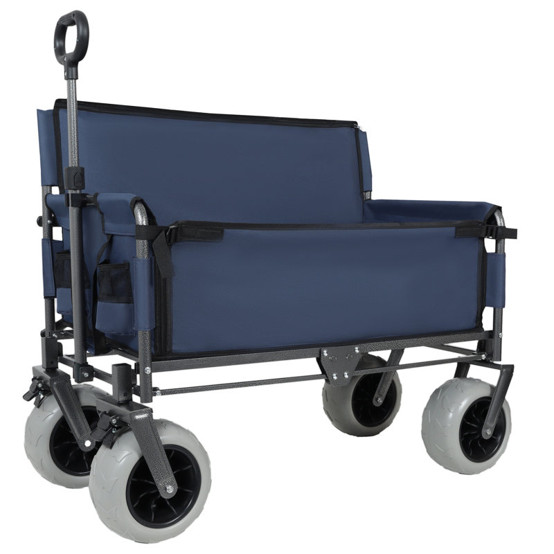Chariot pliant 3 en 1 avec banquette - capacité de 500 lb, pneus de plage 9 po x 4 po pour le camping et la plage