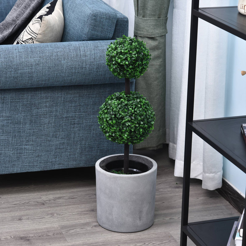 Springfield 2 PCS Artificial Double Ball Tree w/ Pot Home Decoration 15cm
