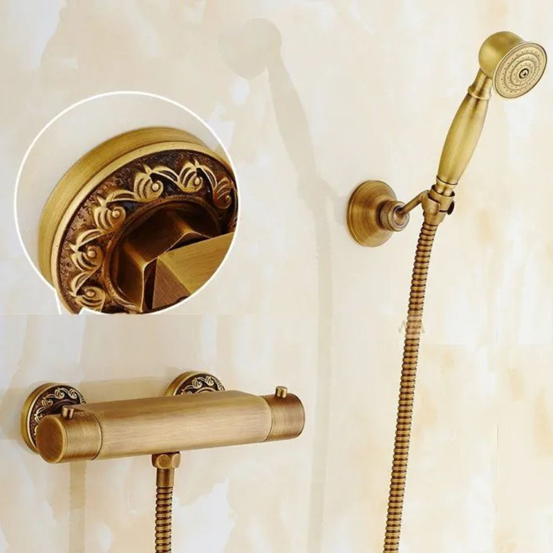 Douche à main en laiton avec boyau Juno Roman - finition or antique
