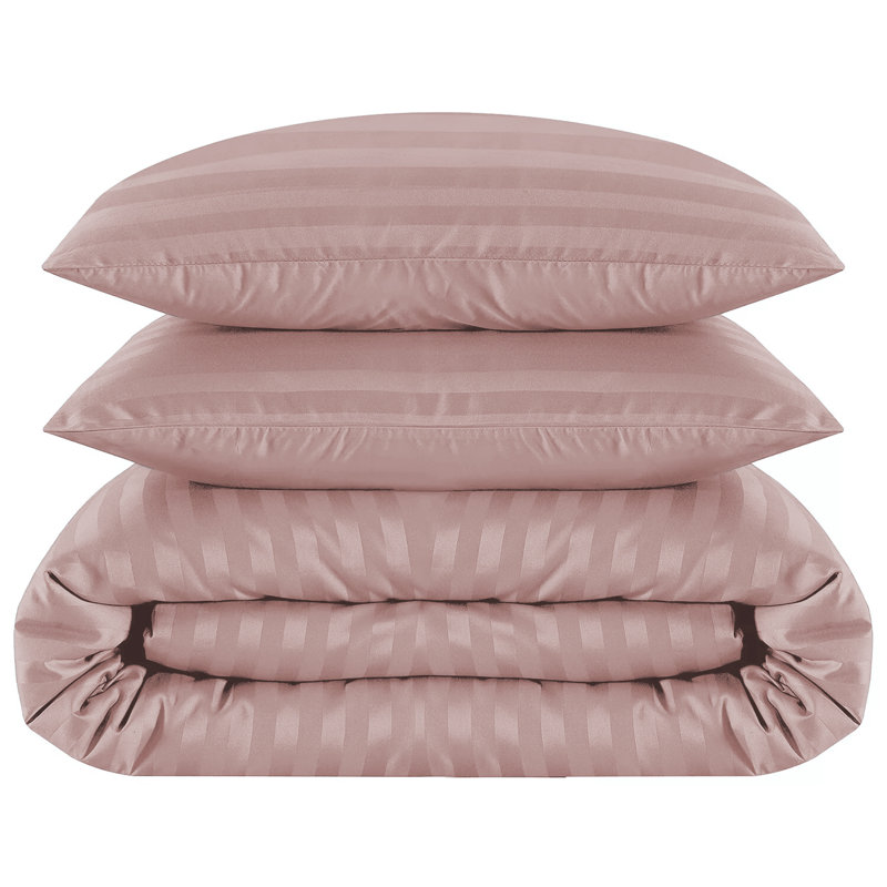 Renze Microfiber 250 TC Reversible Stripe Duvet Cover Set with Pillowcases, Single Duvet Cover + 1 Standard  Pillowcase