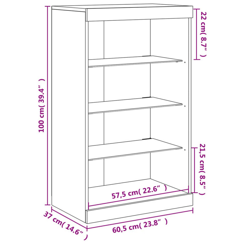 Basabi 100cm H x 60.5cm W Standard Bookcase, Grey Sonoma