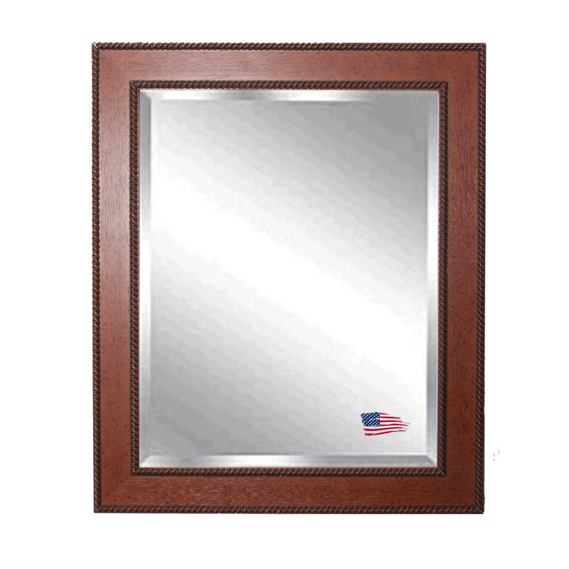 Solid Wood Flat Wall Mirror, 38" H x 32" W