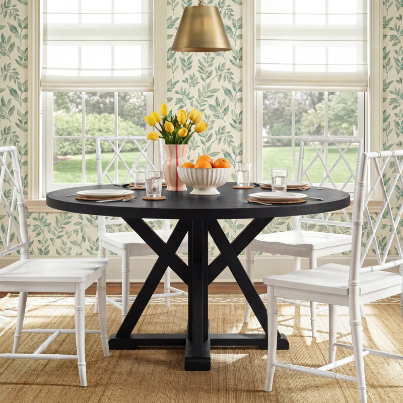 Mya Complete Round Pedestal Table, Black