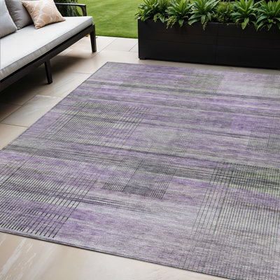 Tapis intérieur lavable rayé gris 5 pi x 8 pi