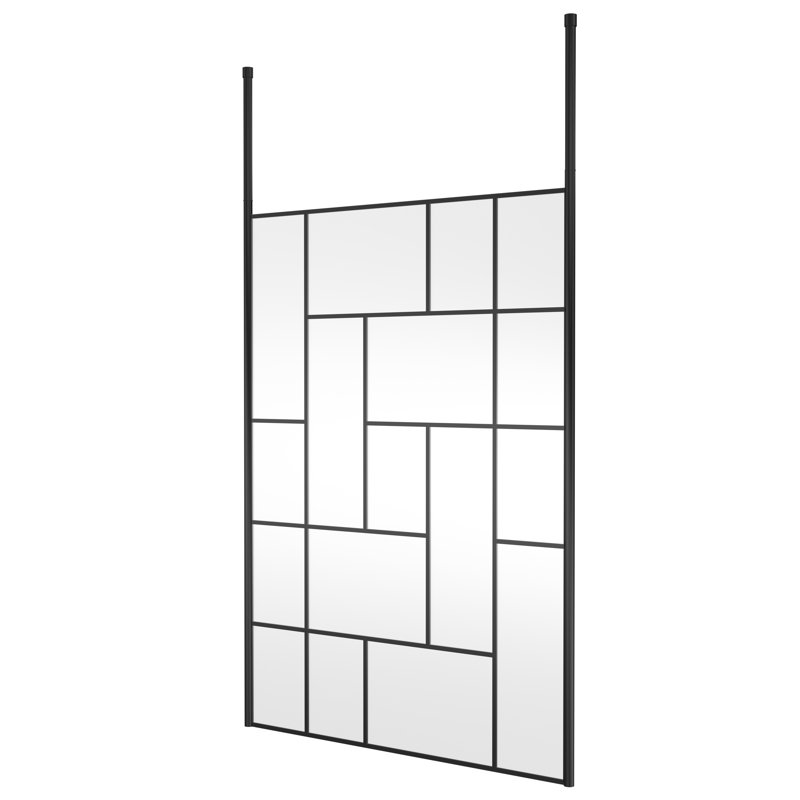 Abstract Framed Wet Room Glass Screens with Pattern Glass, 195" H x 140" W