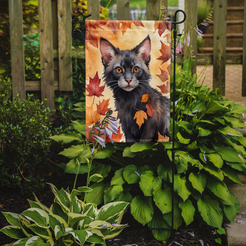 Chat en feuilles d'automne drapeau de jardin, Lykoi