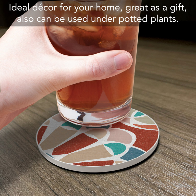Mosaic Flower Single Round Stone Coaster Create Your Own Set